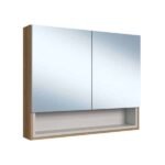 Armário Espelheira Para Banheiro Helena Com 2 Portas E 1 Nicho Mel/arenas