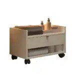 Armário Para Banheiro Prisma Com Uma Gaveta Nicho E Rodízios - Jm3 Off White