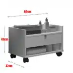 Armário Para Banheiro Prisma Com Uma Gaveta Nicho E Rodízios - Jm3 Off White - Imagem 2