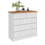 Cômoda Madeira Maciça 5 Gavetas Rondo - Branco Madeirado