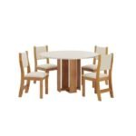 Conjunto Sala De Jantar Mesa Redonda Com 4 Cadeiras Jady E Sol Melblondebege