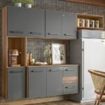 Cozinha Compacta Juliete 7 Portas 2 Gavetas Carvalho Rústico/chumbo - Nicioli - Imagem 3