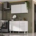 Gabinete de Cozinha MDP Branco sem Tampo com 3 Portas 2 Gavetas Dora Luciane - Imagem 4