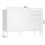 Gabinete de Cozinha MDP Branco sem Tampo com 3 Portas 2 Gavetas Dora Luciane - Imagem 2
