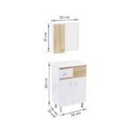 Kit Gabinete para Banheiro com Cuba e Espelho 56cm Branco e Carvalho Pop Sensea - Imagem 2