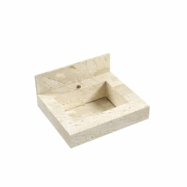 Lavatório Em Porcelanato Para Banheiro 50cm Top Com Cuba Esculpida Blu Travertino Lavatório Em Porcelanato Para Banheiro 50cm Top Com Cuba Esculpida Blu Travertino - Imagem 1