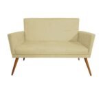 Namoradeira Decorativa Nina Com Rodapé Suede Bege - Ds Móveis