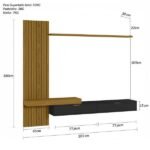 Painel Italy Ripado Ptvs Até 65 Polegadas 180cm Tv Na Parede Nicho Cportas Basculante Cedropreto - Olivar Móveis - Imagem 2