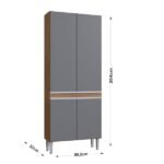 Paneleiro Modulado 4 Portas 204cm X 80,2cm X 32cm Athena Freijo Cinza - Imagem 4